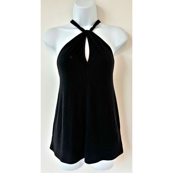 NWT Design Lab Lord & Taylor Black Keyhole Halter Top Womens Size Small - Picture 1 of 9
